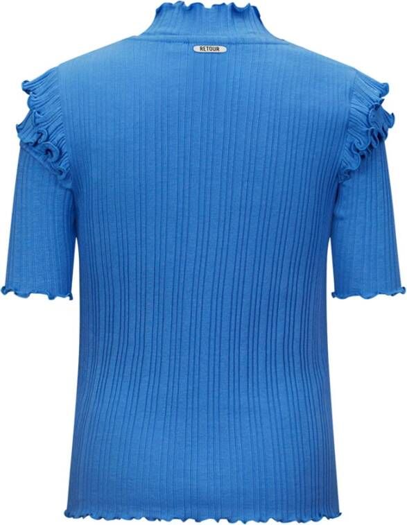 Retour Denim ! Meisjes Shirt Korte Mouw -- Blauw Katoen/modal/elasthan