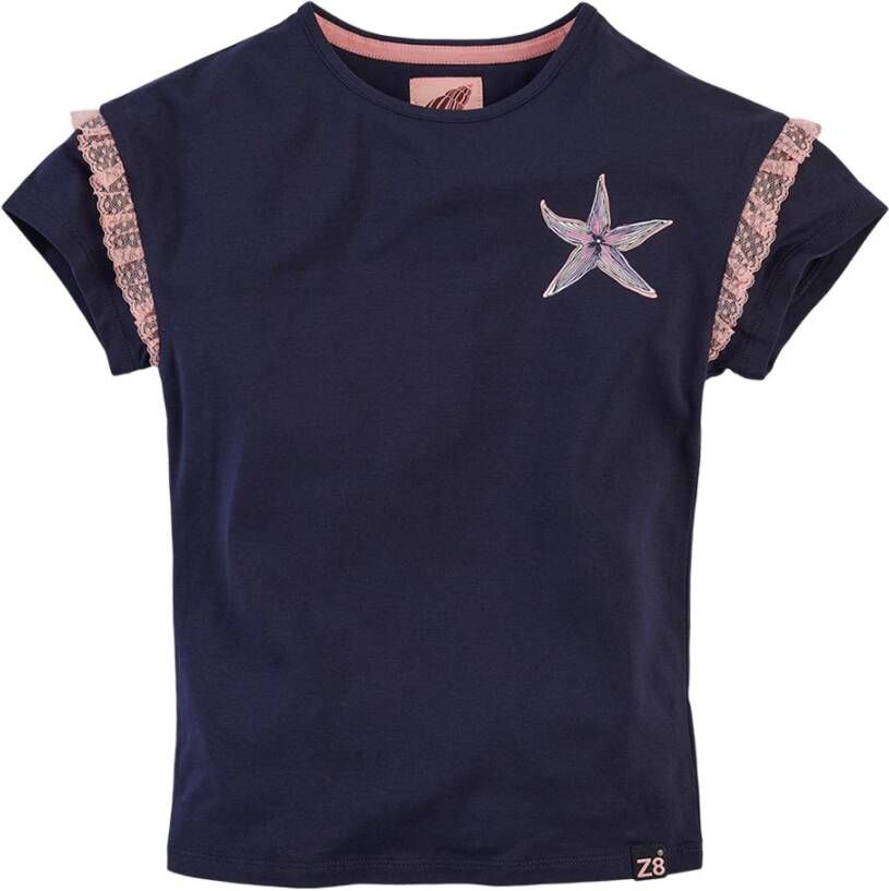 Z8 ! Meisjes Shirt Korte Mouw -- Donkerblauw Katoen/elasthan