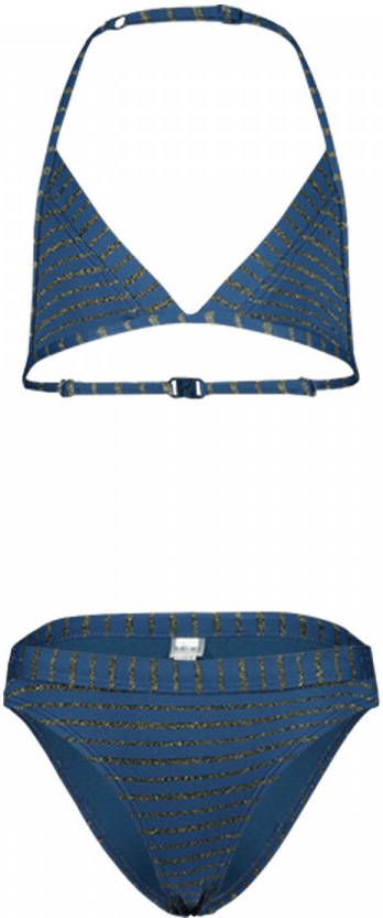 Shiwi gestreepte triangel bikini Endless Summer donkerblauw/goud