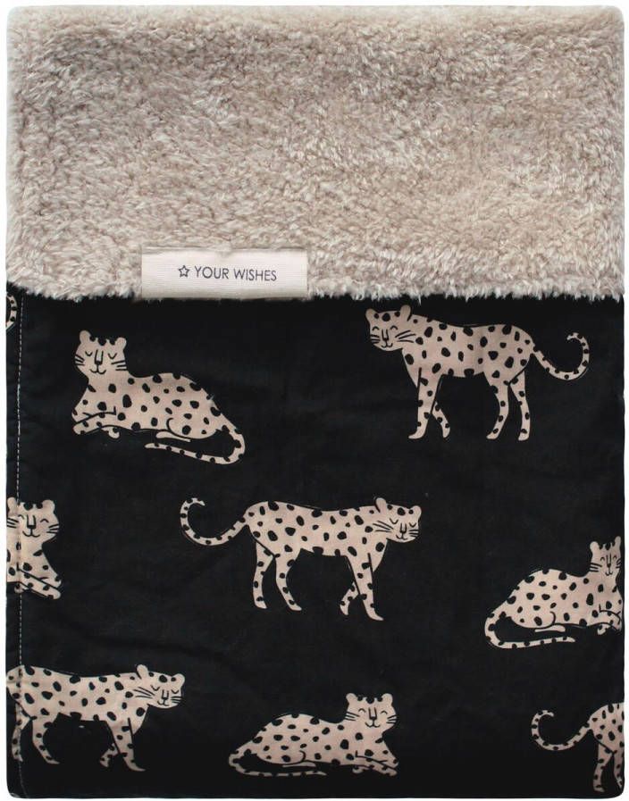 Your Wishes baby ledikantdeken wild cheetah teddy 140x100 cm zwart/beige