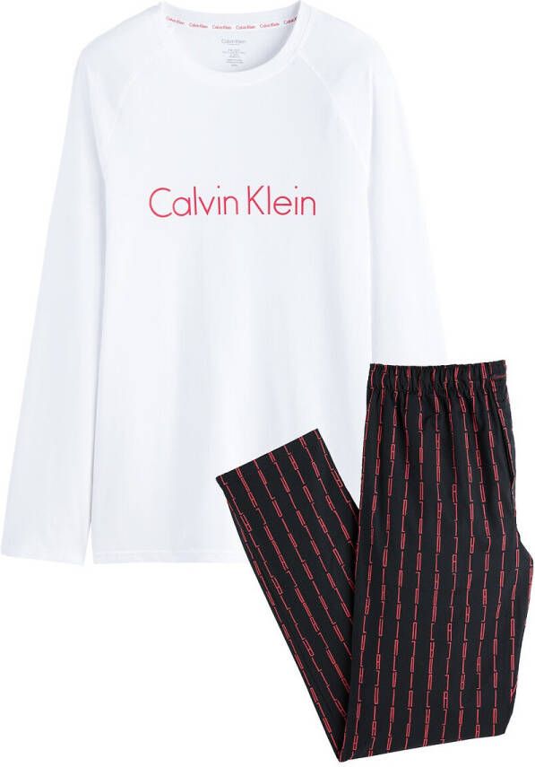 Calvin Klein Underwear Pyjama met logo op de borst en bedrukte broek