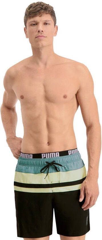 Puma Zwembroeken Swim Heritage Stripe Mid Shorts 1P Groen