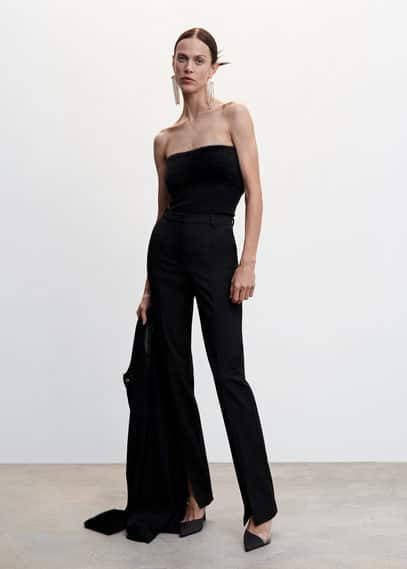 Mango Bandeautop met bontdetail