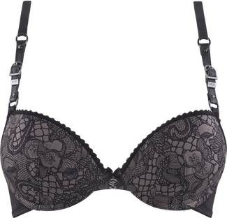 Marlies Dekkers Lioness Of Brittany Push Up Bh | Wired Padded Black And Stone 70b