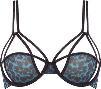 Marlies Dekkers The Art Of Love Plunge Balconette Bh | Wired Unpadded Black Leopard And Blue 70c