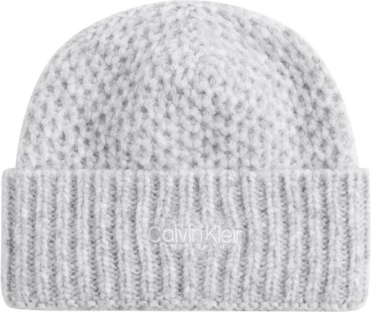 Calvin Klein micro waffle beanie , Grijs, Dames