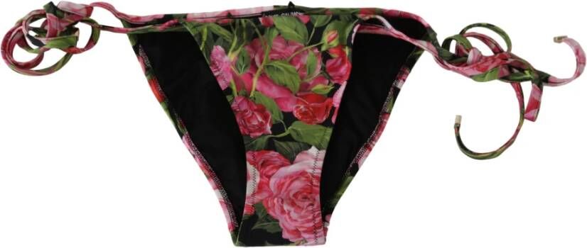 Dolce & Gabbana Rose Print Bottom Bikini Beachwear , Zwart, Dames