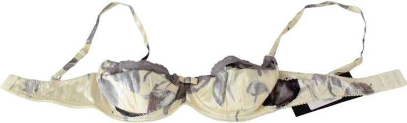 Ermanno Scervino Beige Gray Lace Balconcino beha ondergoed , Beige, Dames