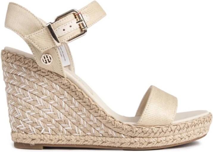 Tommy Hilfiger Highheel sandaaltjes SHINY TOUCHES HIGH WEDGE SANDAL met th sierelement