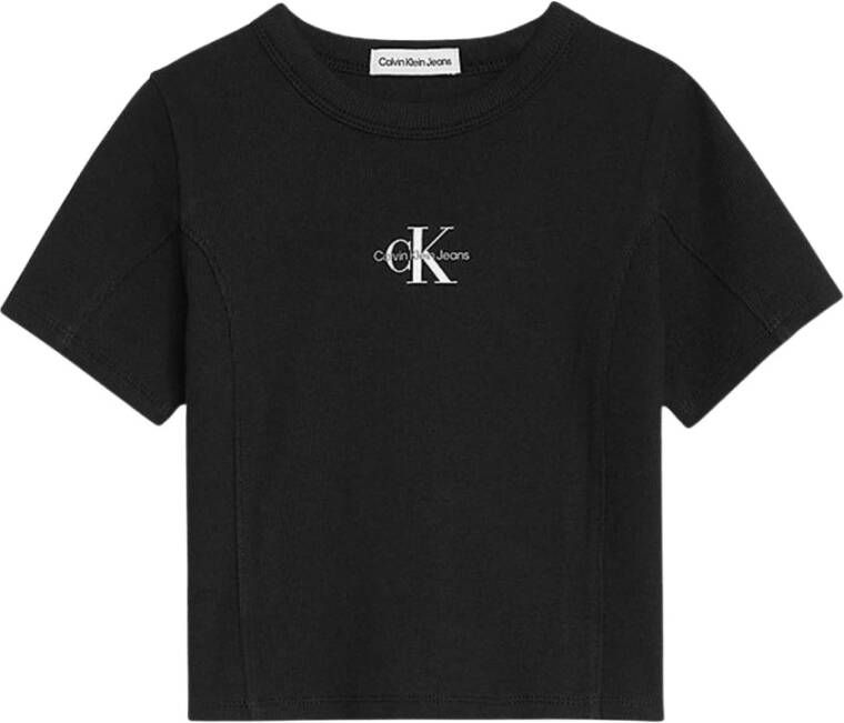 Calvin klein Monogram rib top Jeans, Zwart, Dames