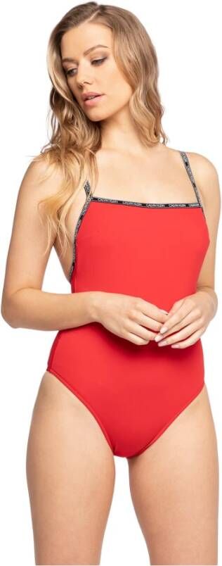 Calvin Klein Square Neck RP Kw0Kw01343Xmk Swimsuit , Rood, Dames