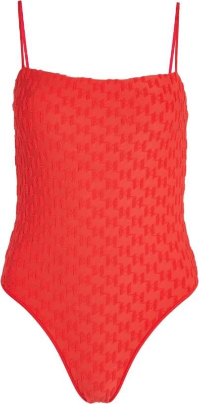 Karl Lagerfeld Swimwear Body Monogram Swimsuit , Rood, Dames