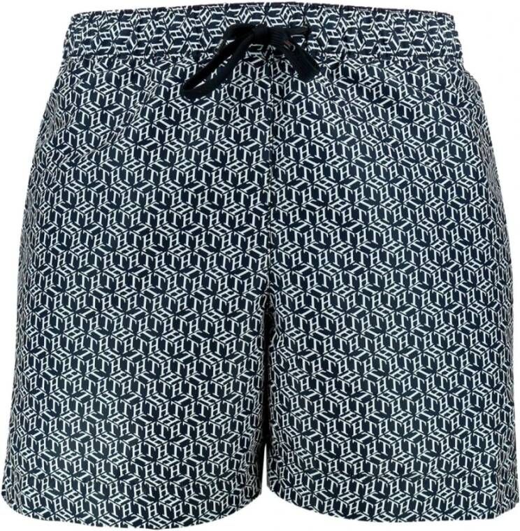 Tommy Hilfiger Multi logo print zwem shorts , Blauw, Heren