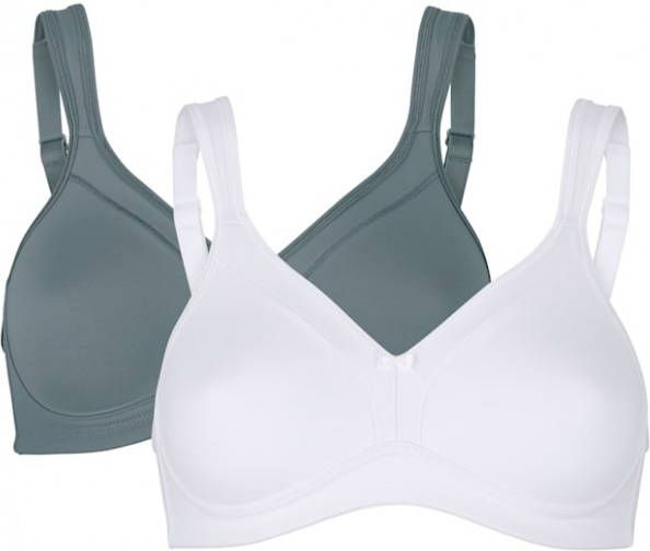 Susa Bh's per 2 stuks Met biesjes voor de perfecte steun Lindegroen/Wit
