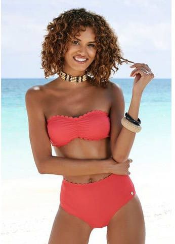 Lascana Bandeau bikinitop Scallop met gelaserd schulprandje