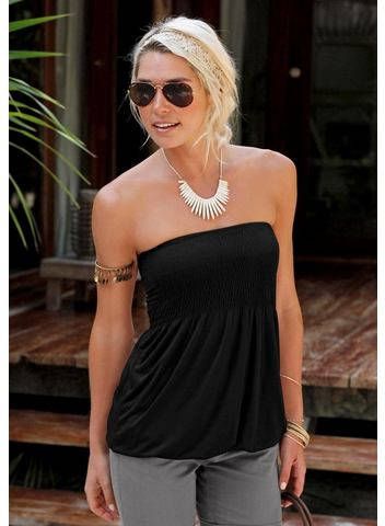 Lascana Bandeautop met brede smokinzet