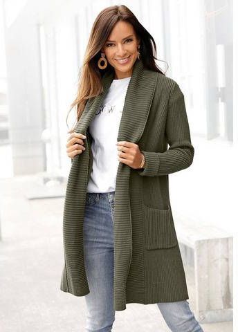 Lascana Lang vest met sjaalkraag