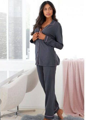 Lascana Pyjama in klassiek model met knoopsluiting(2 delig, 1 stuk )