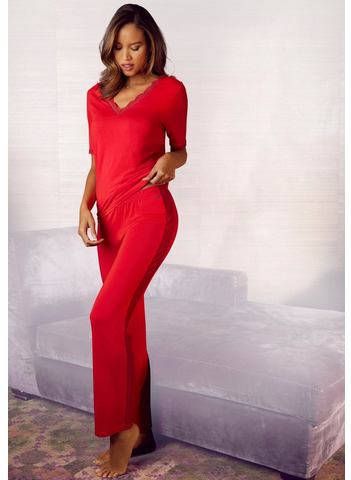 Lascana Pyjama top met inzet bovenaan