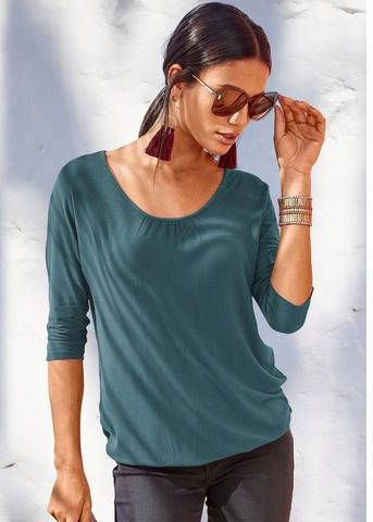 Lascana Shirt met 3/4 mouwen met fijne plooien bij de hals