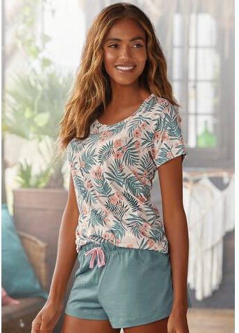 Lascana Shortama met statement print(2 delig, 1 stuk )