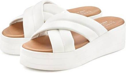 Lascana Slippers Mule van leer met modieuze plateauzool