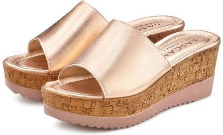 Lascana Slippers van leer, met sleehak