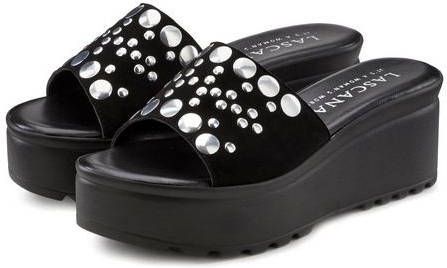 Lascana Slippers van leer, met sleehak