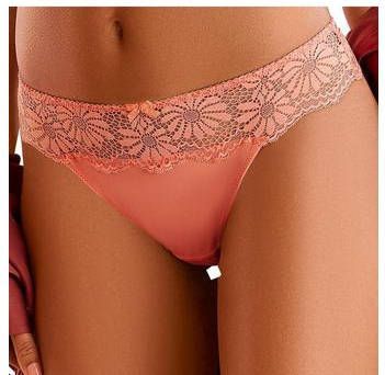 Lascana String met gebloemde kant