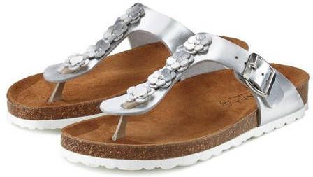 Lascana Teenslippers met een modieuze applicatie en kurkvoetbed