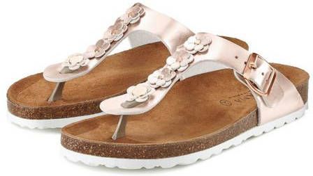 Lascana Teenslippers met een modieuze applicatie en kurkvoetbed