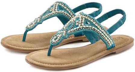 Lascana Teenslippers Sandalen met kralen en steentjes belegd
