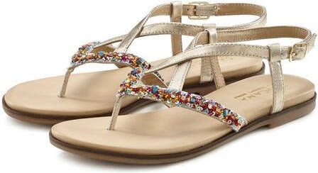 Lascana Teenslippers Sandalen van leer met glitter