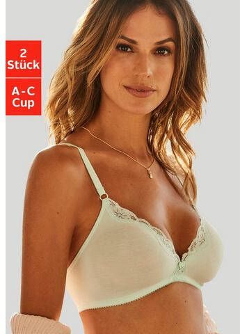 petite fleur Bralette bh zonder beugels van katoen met kant(set, Set van 2 )