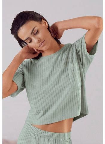 s.Oliver RED LABEL Beachwear T shirt van duurzaam ribbreisel