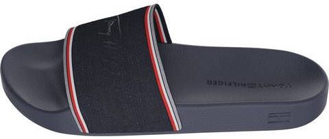 Tommy Hilfiger Badslippers ESSENTIAL SHINY KNIT POOL SLIDE met glitterdetails