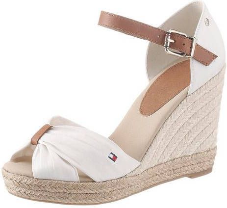 Tommy Hilfiger Highheel sandaaltjes BASIC OPENED TOE HIGH WEDGE met stijlvol vlagdetail