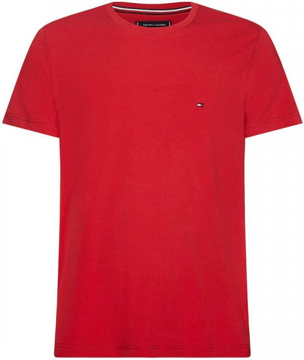 Tommy Hilfiger Slim Fit T Shirt ronde hals rood, Effen