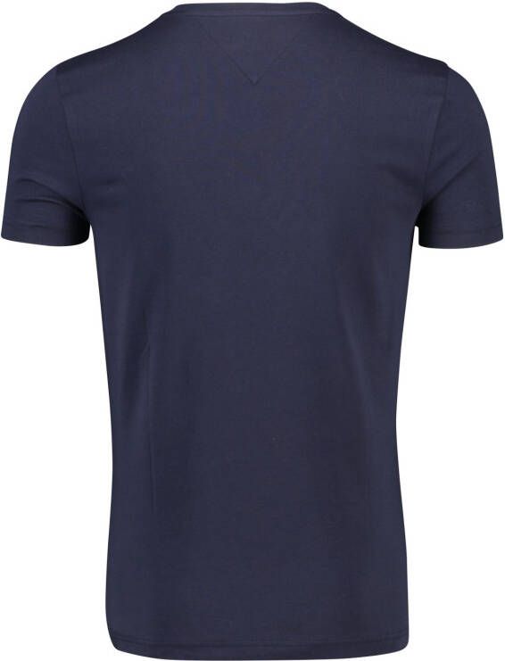 Tommy Hilfiger Slim Fit T Shirt ronde hals zwart, Effen