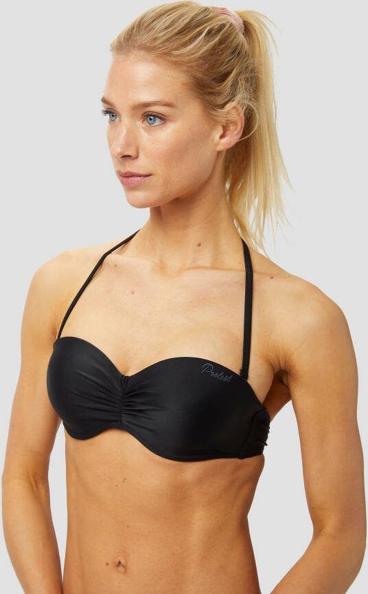 Protest strapless bandeau bikinitop Deelite B cup met plooien zwart