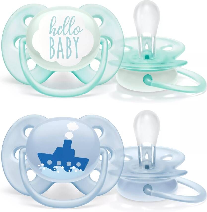 Philips Avent Ultra Soft Fopspeen 0/6 Mnd Blauw 2 Stuks