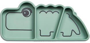 Done by Deer Baby Accessoires Silicone Stick and Stay Snackplate Croco Groen