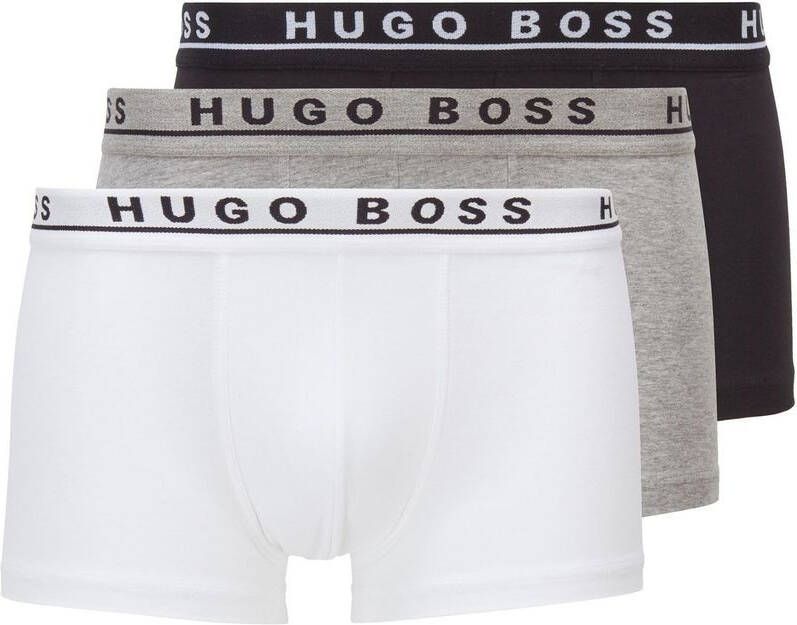 Hugo Boss Boxershorts Trunk 3 Pack Zwart Grijs Wit