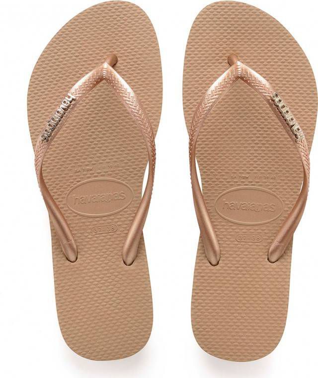 Havaianas Slippers Flipflops Slim Logo Metallic Ros&#233;goudkleurig