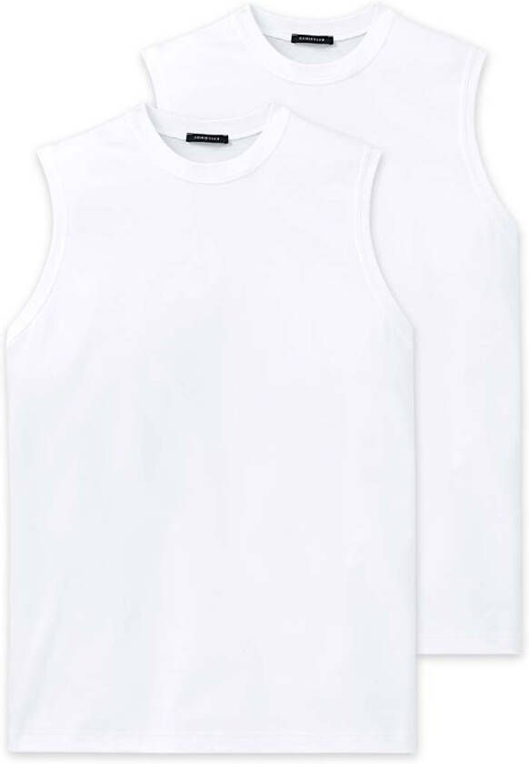 Schiesser Nachtmode & Loungewear 2 Pack Shirts Wit