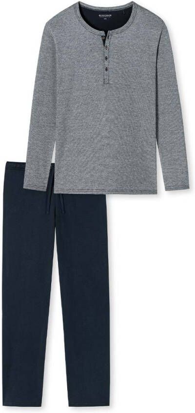 Schiesser Nachtmode & Loungewear Pyjama Long Blauw
