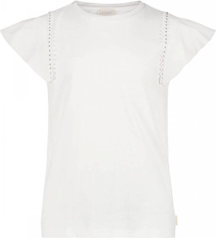 AI&KO ! Meisjes Shirt Korte Mouw -- Off White Katoen/polyester