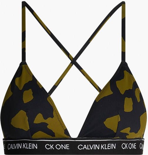 CALVIN KLEIN triangel bikinitop met camouflageprint donkergroen/zwart
