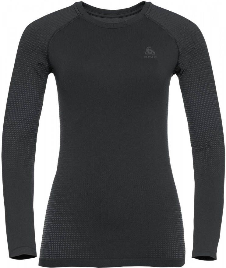 Odlo Performance Warm Eco Crew Neck Basislaagtop Dames Zwart/Donkergrijs