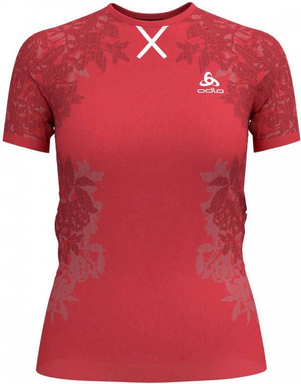 Odlo Bl Top Crew Neck S/S Ceramicool Blackcomb Shirt Dames Rood/Zwart